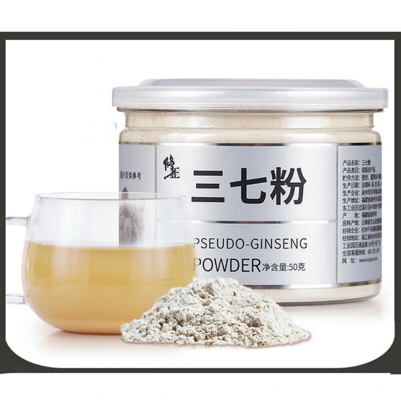 HelloYoung 50g Xiuzheng Sanqi Powder China Notoginseng Herbal Tea Powder Canned Health Care