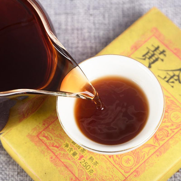 250g Yunnan Pu'er Tea Ripe Tea Golden Bud Ripe Brick Weight Loss Healthy Drink