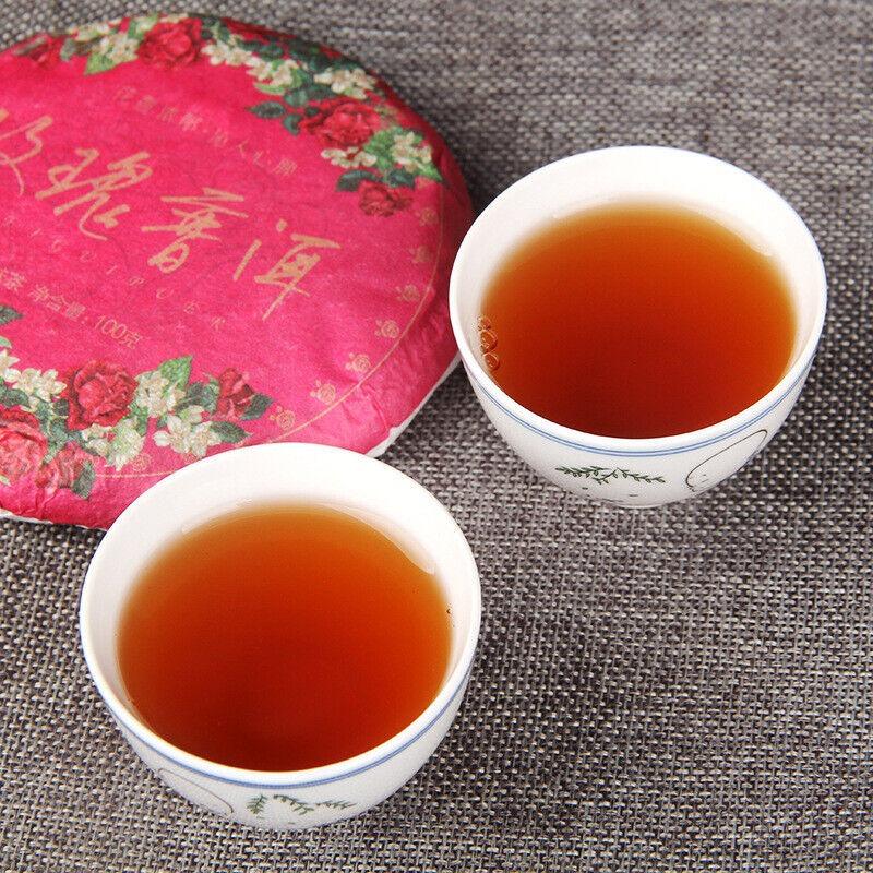 HelloYoungTea 100g Pu-erh Ripe Tea Rose Ripe Tea Cake