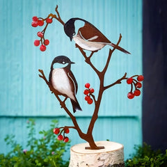 HELLOYOUNG,Impressive Single Artistic Outdoor Garden Bird Decoration: Impactfully Designed Metal-cut Flowerpot Silhouette Wall Decor for Birds - Makes a Strong Statement in Your Garden Decor, Outstanding Wall Sculptures.