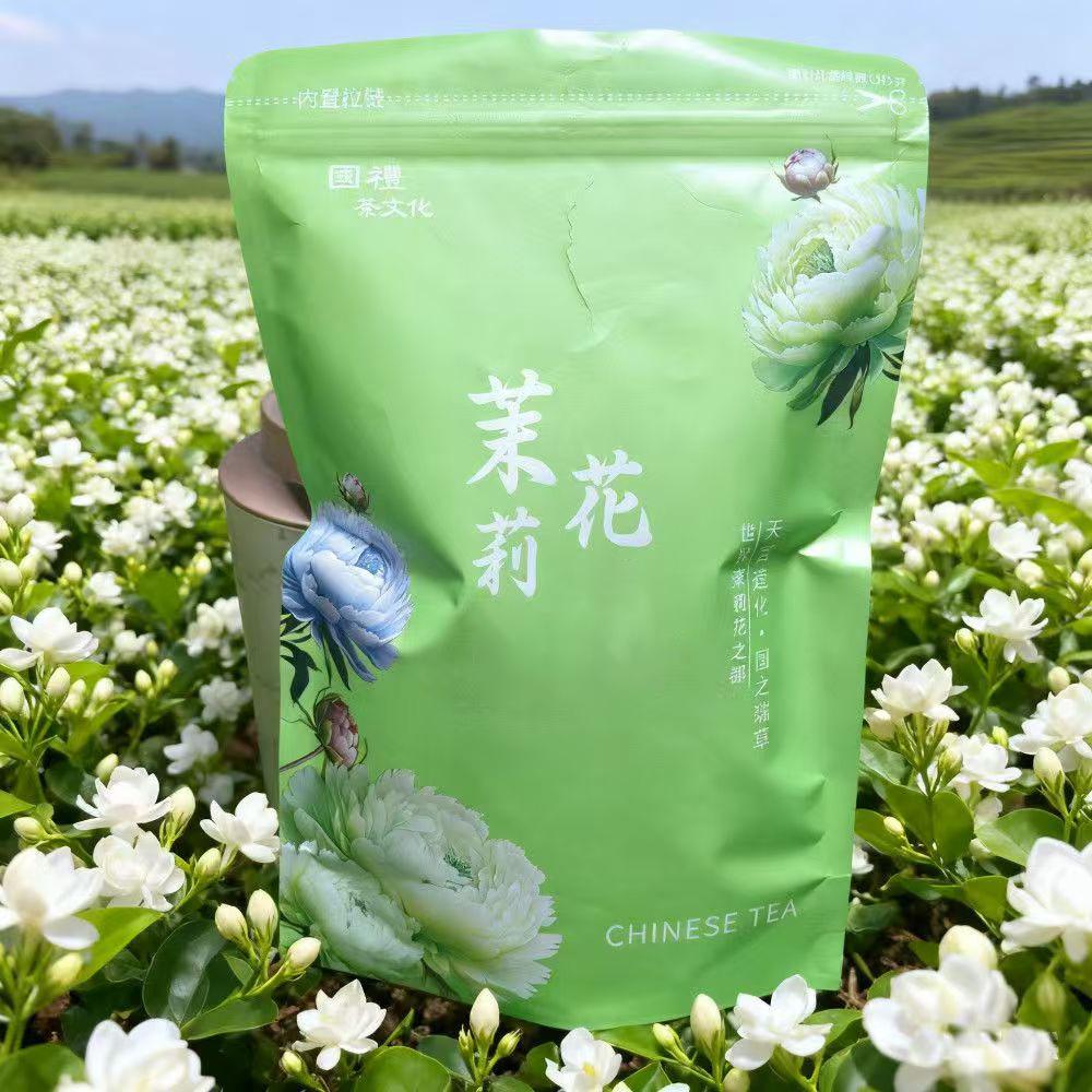 HelloYoungTea Premium Authentic Jasmine Flower Tea Bag, 100g/250g/500g, Large/Medium/Small Green Oolong Tea in Aluminum Foil Packet, Chinese Origin