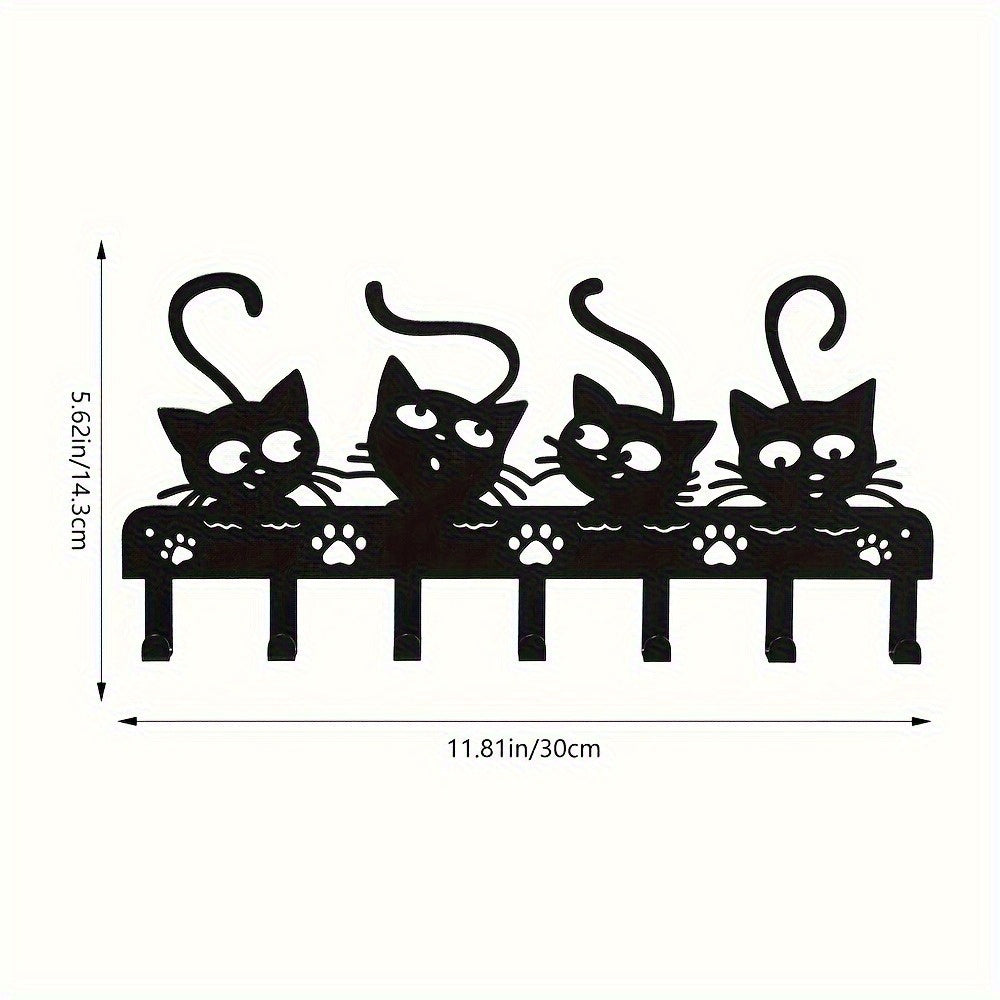 CIFbuy™ Metal Cat Wall Hooks - 1pc Adorable Feline Design Iron Hanger, Key & Small Items Organizer with Stylish Home Decor, Wall-Mounted Metal Iron Rack Perfect for Bedroom, Bathroom & Entryway Walls, Key Holder for Charming Home Organization Home Fu