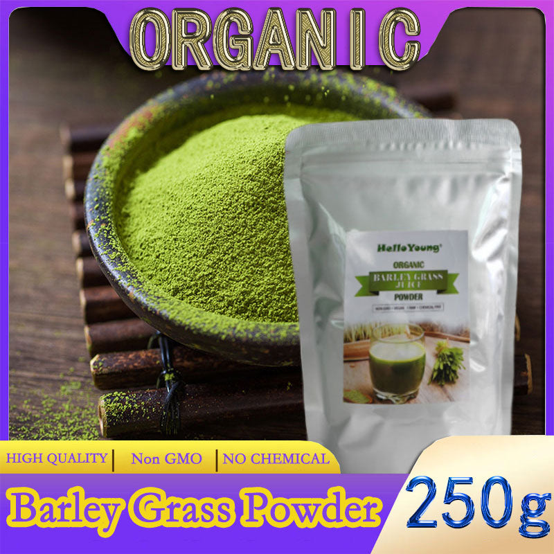 HelloYoung Organic Barley Grass Powder original 250g barley grass official store pure organic barley Rich in Fibers, Vitamins, Minerals, Raw Organic Perfect Food Green Superfood