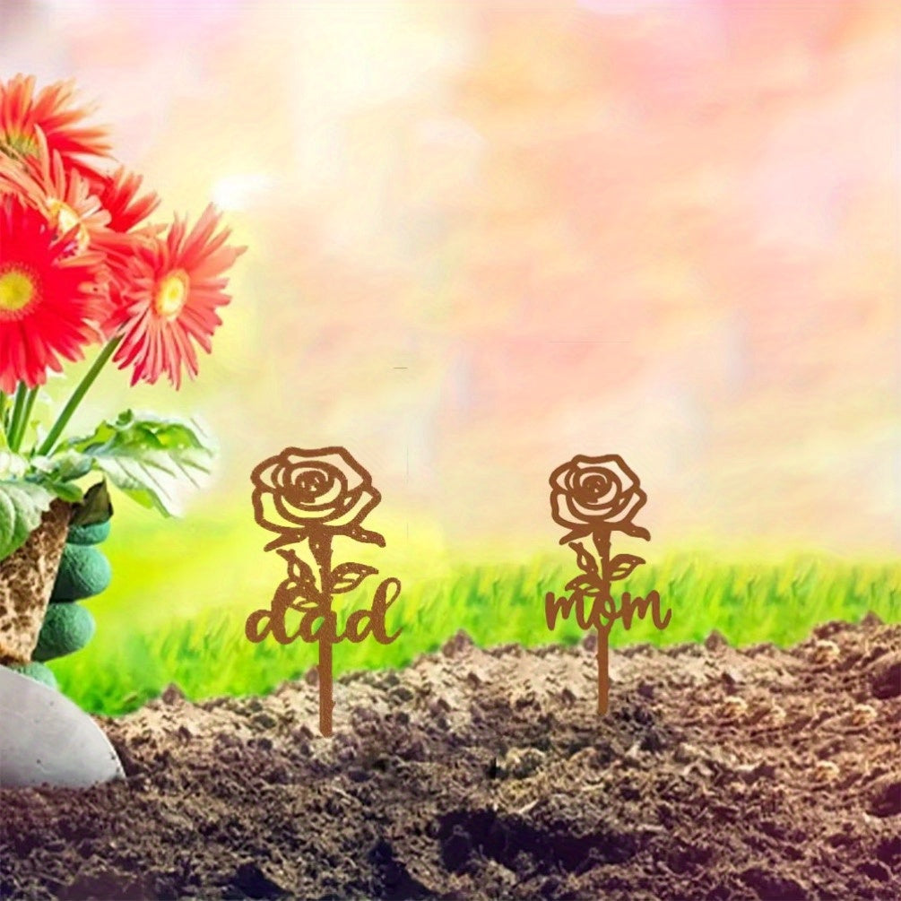 CIFbuy™ Garden Stakes: Elegant Rose-Shaped Memorials That Speak of Sympathy - Serve as Grave Markers & Graveyard Decor, Offer Subtle Elegant Way to Pay Respects to the Deceased, Wall Sculptures, Exquisite Iron Art Tribute - Collectible Figurines.