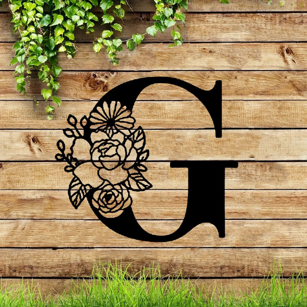 Stunning Floral Monogram Letters Metal Sign! Metal wall art. Floral capital alphabet wall decor.DIY wall letters. Backdrop sign.