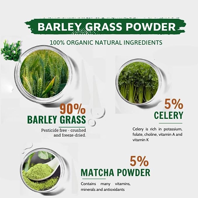 HelloYoung Barley grass official store Organic Barley Grass Powder original 250g Non-GMO, Finely Ground Whole Dried Young Leaves Secondary image