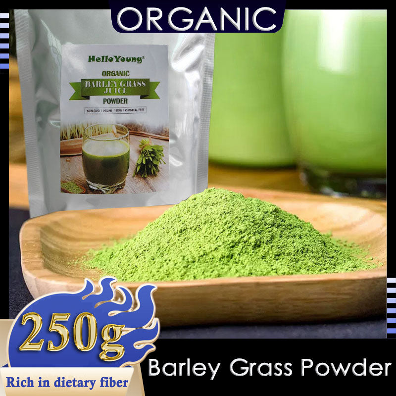 HelloYoung Barley Grass Powder Original 100% healthy Pure Organic Barley 100% Pure&Natural Nutritionally Complete Mix into Smoothie or Juice