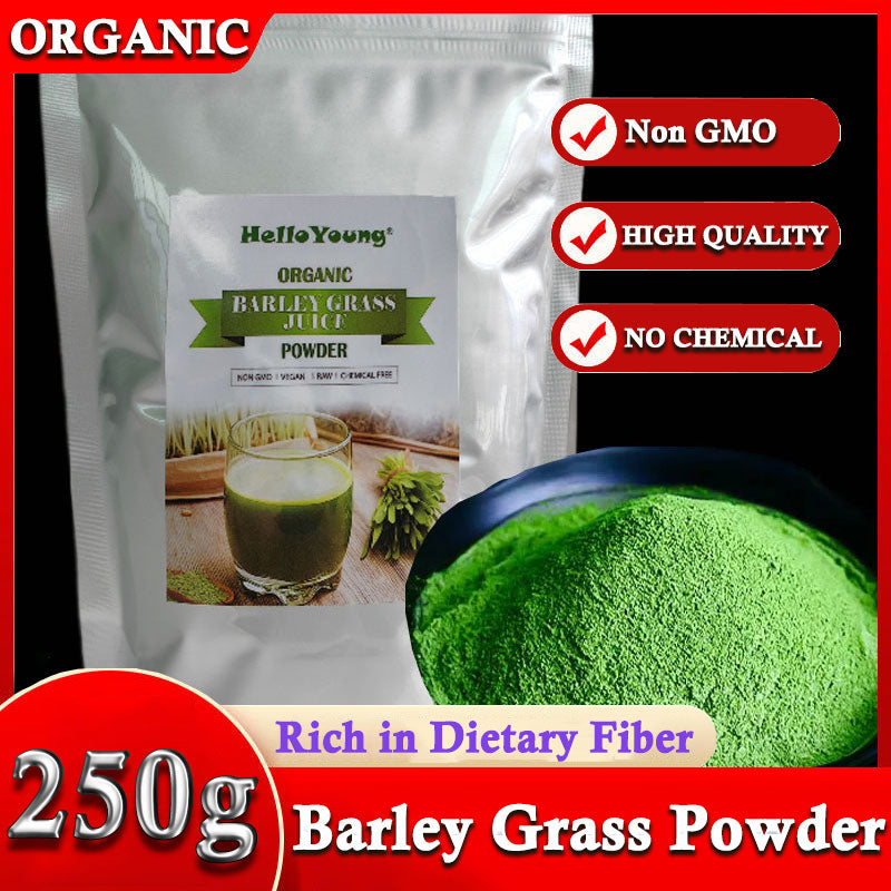 HelloYoung Barley grass official store Organic Barley Grass Powder original 250g Minerals, Antioxidants and Protein, Support Immune System and Digestion, Vegan