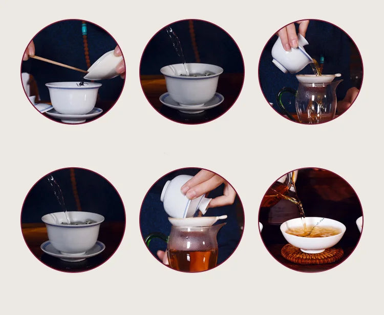 Step-by-step brewing guide for the golden flower brick tea, showing how to prepare the perfect cup for daily relaxation.