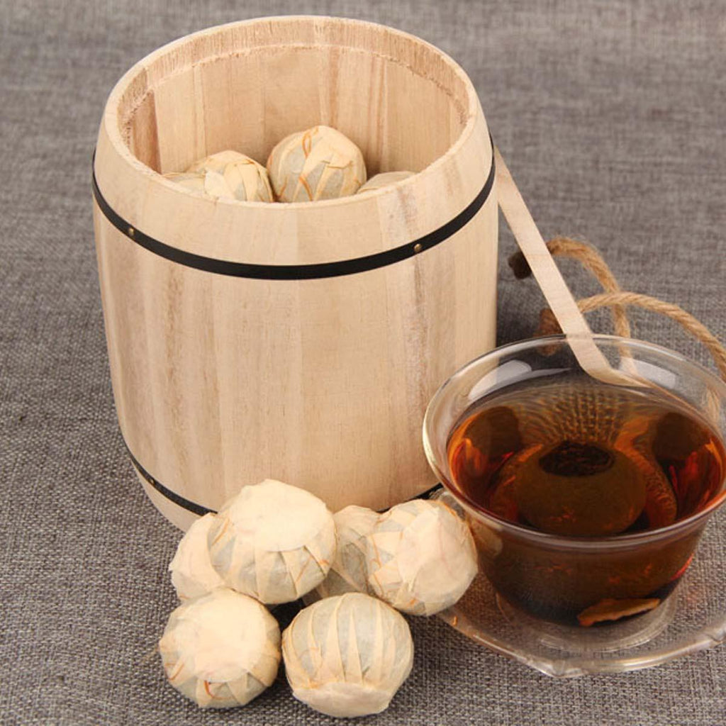 HelloYoung Puerh Tea Orange  Peel Ripe Puerh Tea Small Green Mandarin Shu Cha Barrel  250g