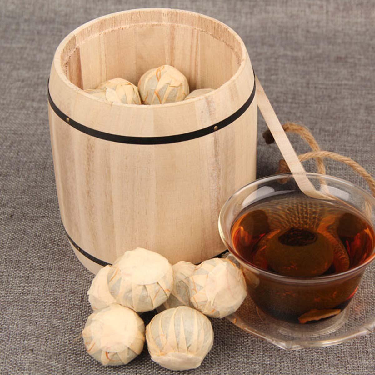 HelloYoung Puerh Tea Orange  Peel Ripe Puerh Tea Small Green Mandarin Shu Cha Barrel  250g