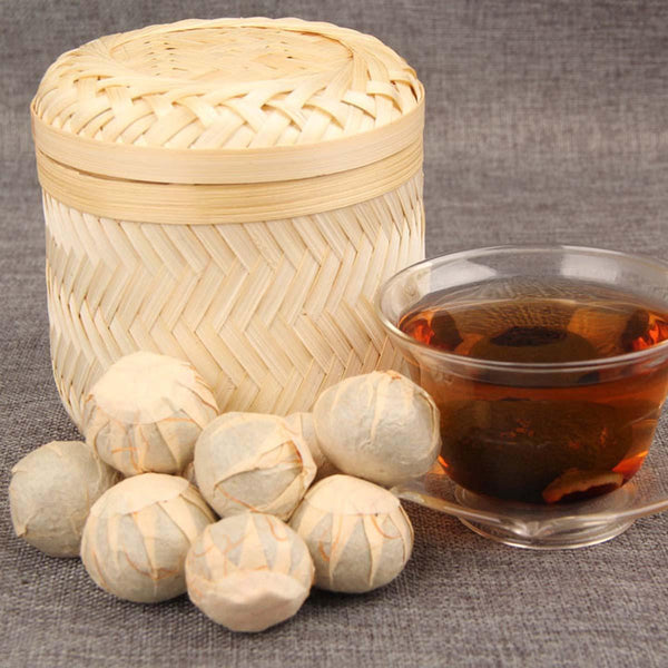 HelloYoung Puerh Tea Orange  Peel Ripe Puerh Tea Small Green Mandarin Shu Cha Barrel  250g