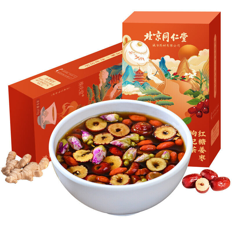 Brown sugar ginger jujube wolfberry tea 同仁堂红糖姜枣枸杞茶养生姜茶150g 养生茶 滋补调理 入口醇香 Main image