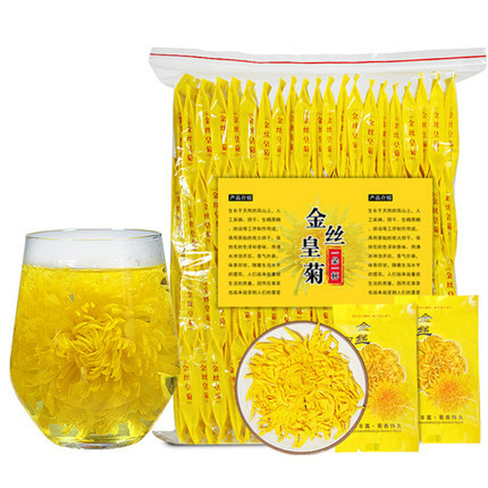 HelloYoung 100pcs Emperor Chrysanthemum Tea Bags Giant Golden JU HUA Big Blooming Tea Main image