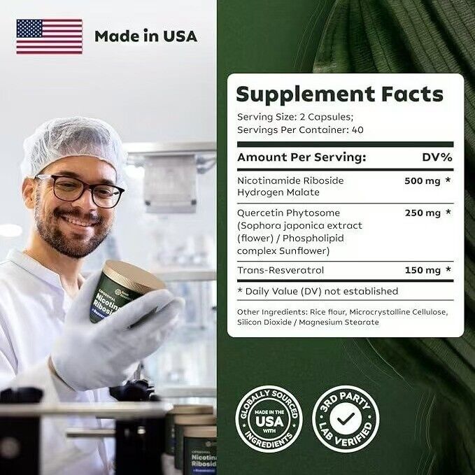 NAD+ Supplement for Anti Aging, Energy, Focus Booster Nicotinamide Riboside