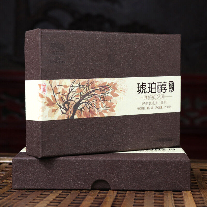 Amber Chun *  Haiwan Bulang Mountain Old Tree Puerh Puer Tea Ripe Brick 250g Main image