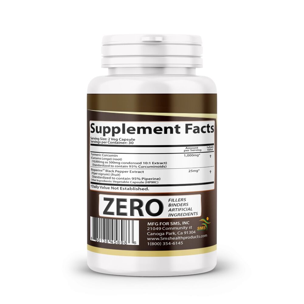 Turmeric Curcumin Potency 95% BioPerine Black Pepper Extract Bone & Joint Health