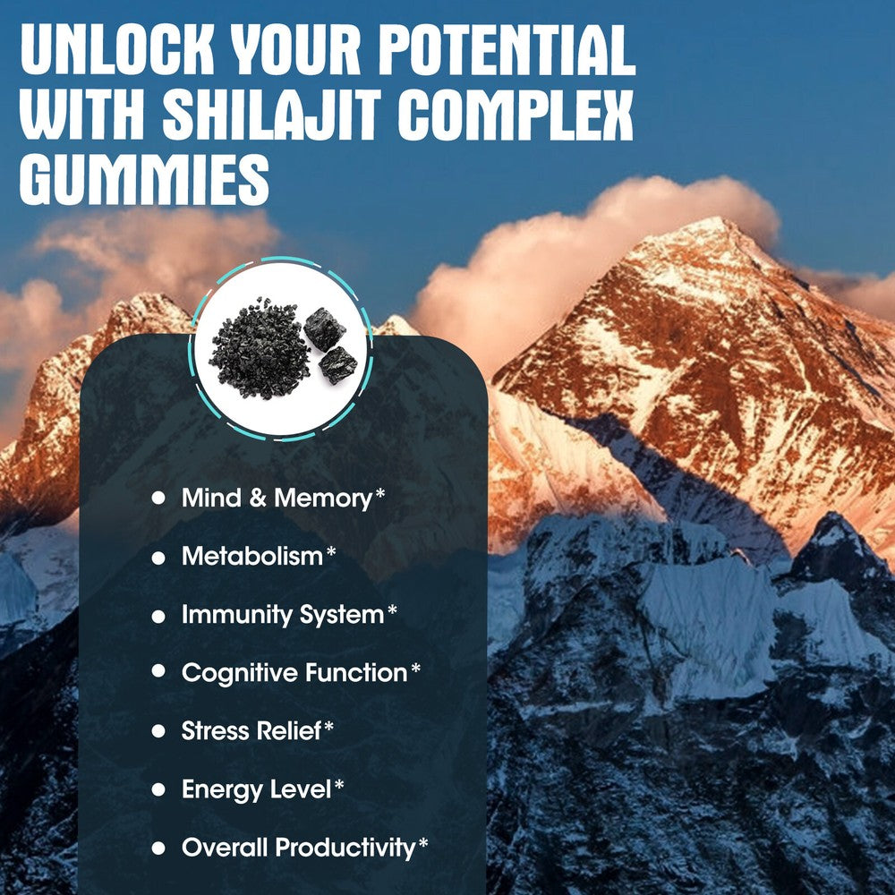 Stress Relief Himalayan Shilajit Gummies,Organic,Extremely Potent,Boost Energy,