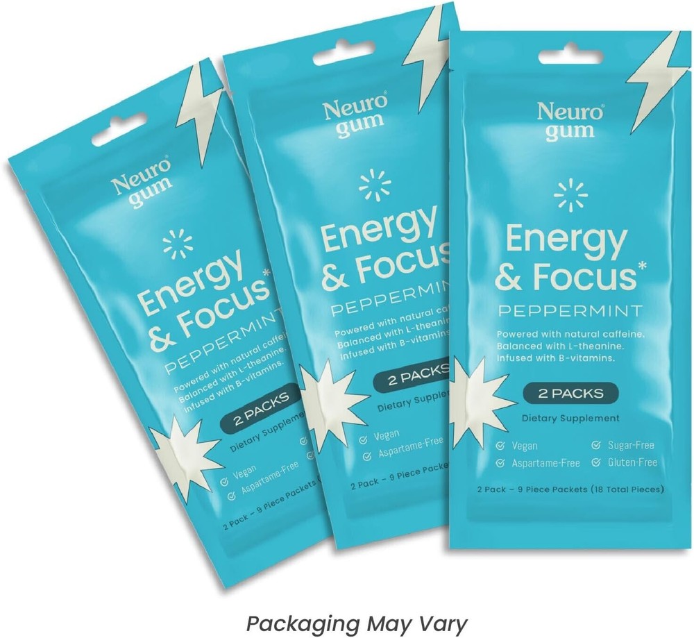 Energy Caffeine GUM(90 Pieces)- Sugar Free with L-theanine + Caffeine