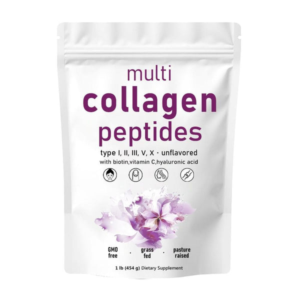 Multi Collagen Peptides Powder - Hydrolyzed Protein Peptides (Type I,II,III,V,X)