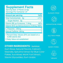 Energy Caffeine Gum (90 Pieces), Sugar Free, with L-theanine & Caffeine