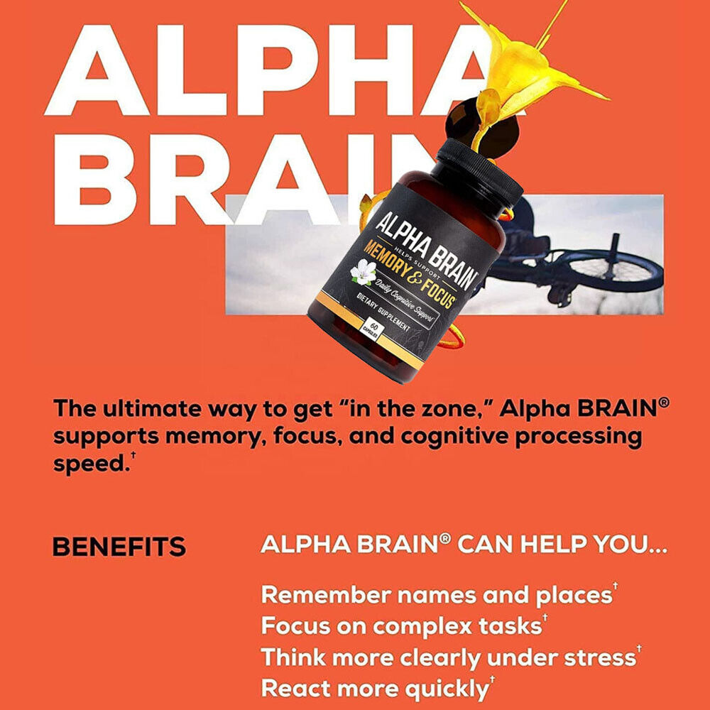 Alpha Brain Memory & Focus 60 Capsules Supplement for Men & Women .