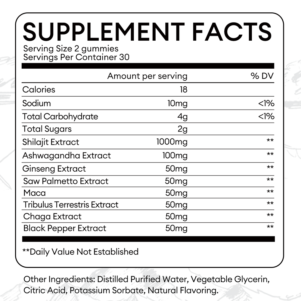 Stress Relief Himalayan Shilajit Gummies,Organic,Extremely Potent,Boost Energy,