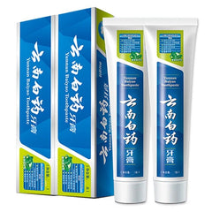 No fluorine【云南白药 牙膏{薄荷留兰香型} Toothpaste mint refreshing】清口气减轻牙龈问题 保护牙齿养护牙龈 45g*2