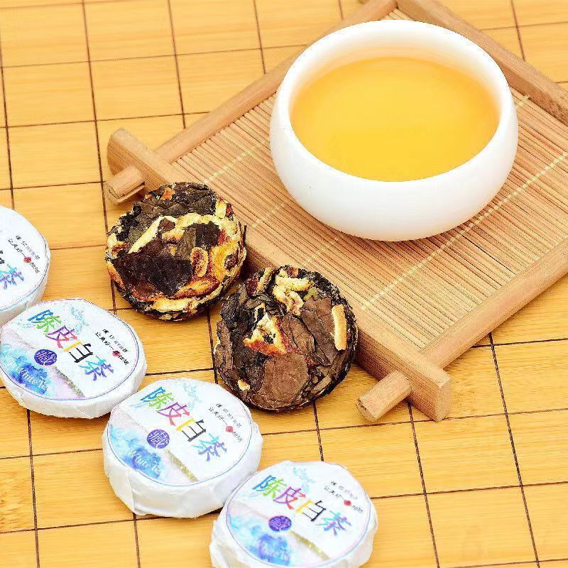 Portable Mini White Tea CakeChinese Shoumei Tea Tangerine Peel Old White Tea