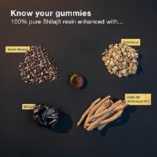 100% Pure Himalayan Shilajit Gummies | With Ashwagandha, Gokshura & other