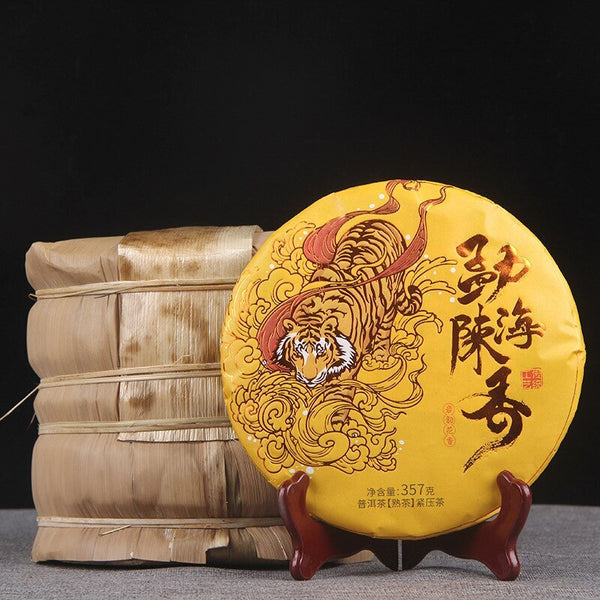 TemuTea 357g Golden Bud Ripe Puerh Tea Menghai Scent of Time Ripe Puer Tea