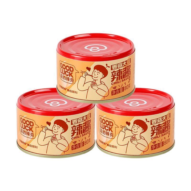 GOOD LUCK Delicious  Mushroom Sauce Spicy Dipping Sauce 80g*3 菇的辣克 香菇牛肉辣酱80克/罐*3