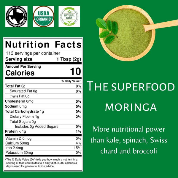 Organic moringa powder (Moringa Oleifera) - Organic Moringa Leaf Powder-8.8Oz