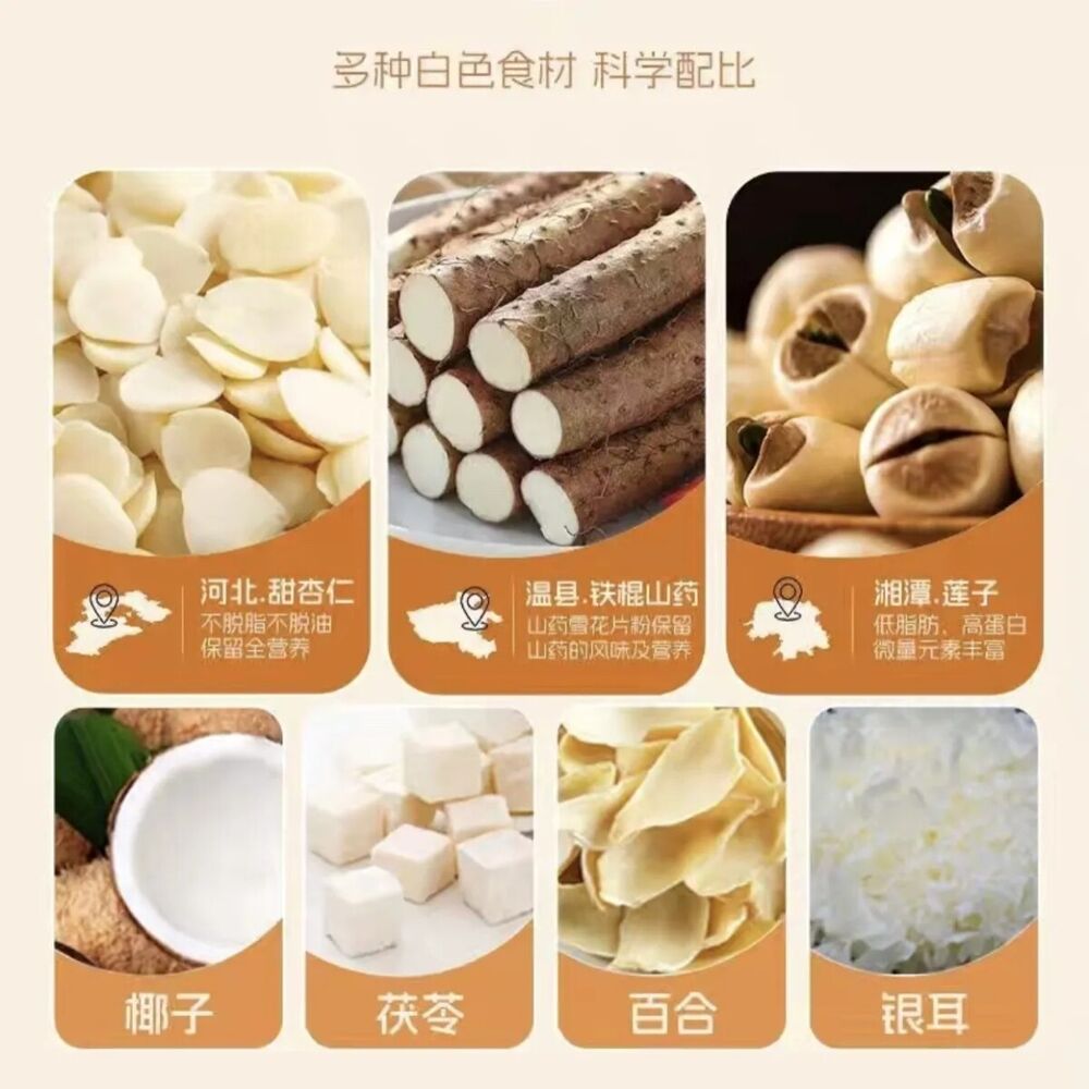 200g TongRenTang Seven White Almond Powder 同仁堂七白杏仁粉200g/盒 银耳山药茯苓莲子代餐粉 NEW Secondary image