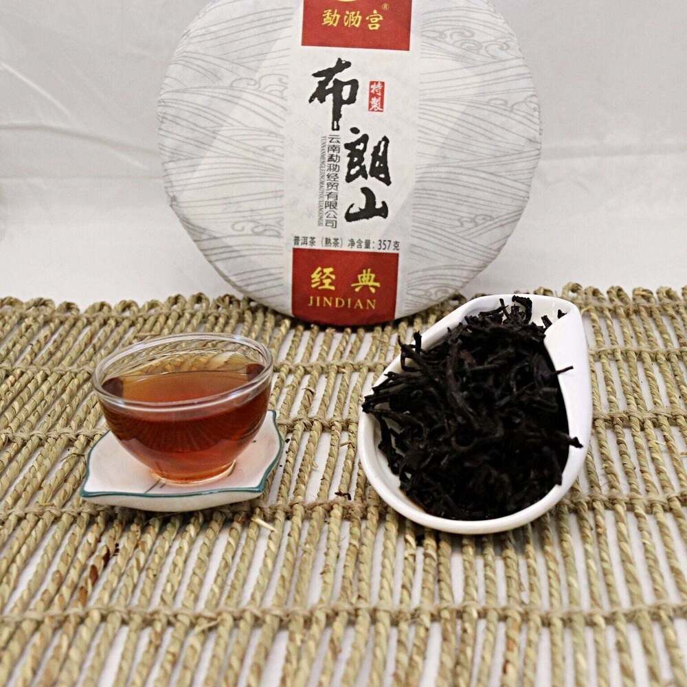 357g Yunnan Old Pu'er Ripe Tea Year Bulang Mountain Cooked Puerh Tea Cake