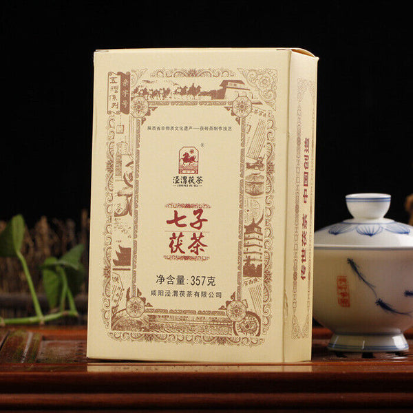 HelloYoung Jingwei Fu Tea Shaanxi Jinhua Qizi Fu Cha Brick Golden Flower Dark Tea 357g