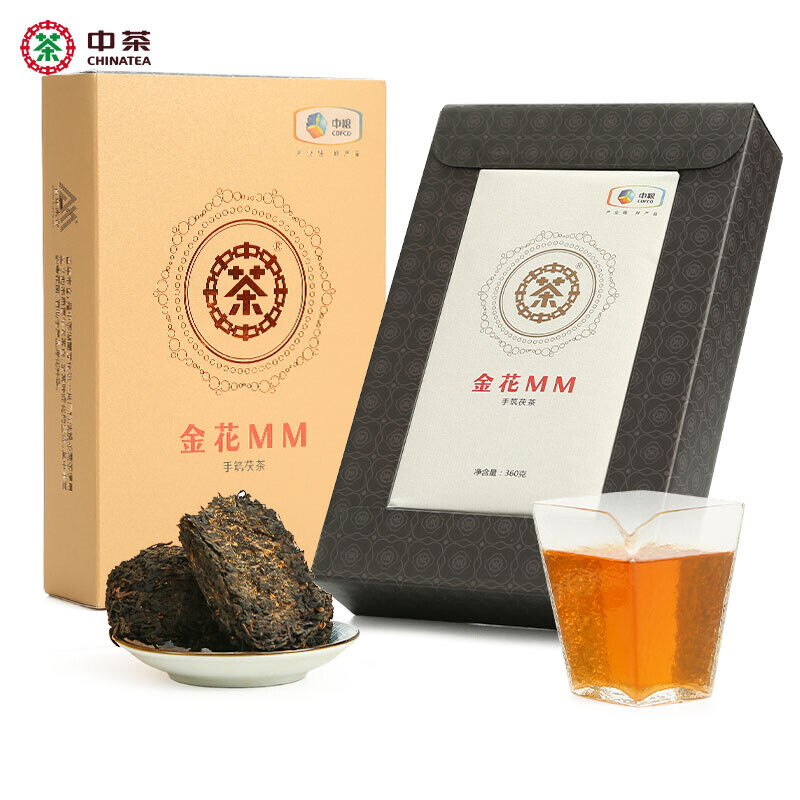 HelloYoung CHINATEA Brand MM Hunan Anhua Golden Flowers Fucha Dark Tea 360g Brick Fu Zhuan