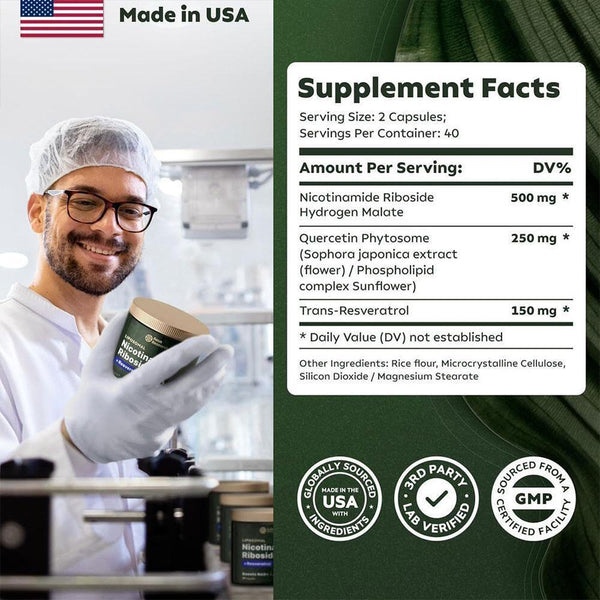 6x NAD+Supplement for Anti-Aging,Energy Focus Nicotinamide Riboside Resveratrol