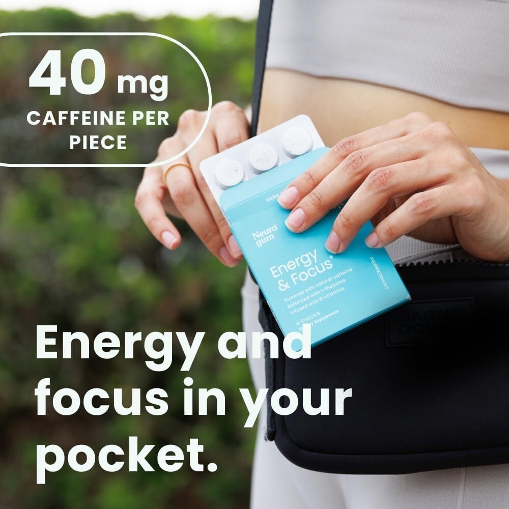 Energy Caffeine GUM(90 Pieces)- Sugar Free with L-theanine + Caffeine