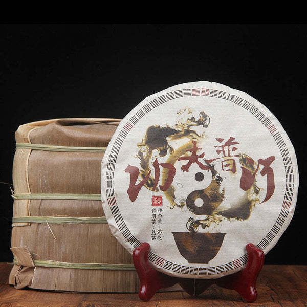 357g Yunnan Menghai Ripe Puerh Tea Cake Kungfu Pu-erh Cooked Tea Old Tree Pu'er