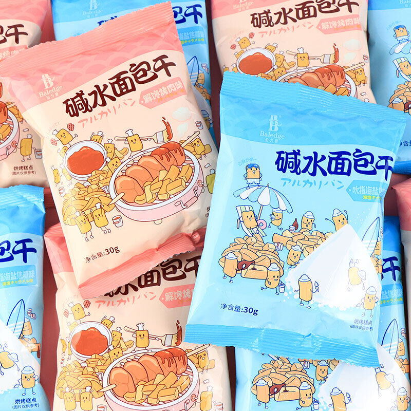 30g*10 bags Alkaline water bread large crisp bread two flavors of casual snacks Secondary image