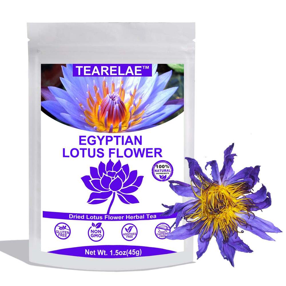 HelloYoung TEARELAE - Natural Blue Lotus Flower From Egyptian Water Lily 1.5 Oz/45g -