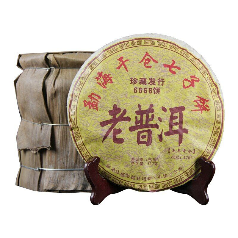 HelloYoung Menghai Ancient Ripe Puer Tea Batch 1701 Collection Old Shu Puer Tea 357g Main image