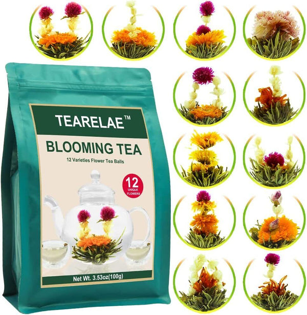 HelloYoung TEARELAE Blooming Tea Flowers 16pcs Individually Sealed Flowering Tea Balls