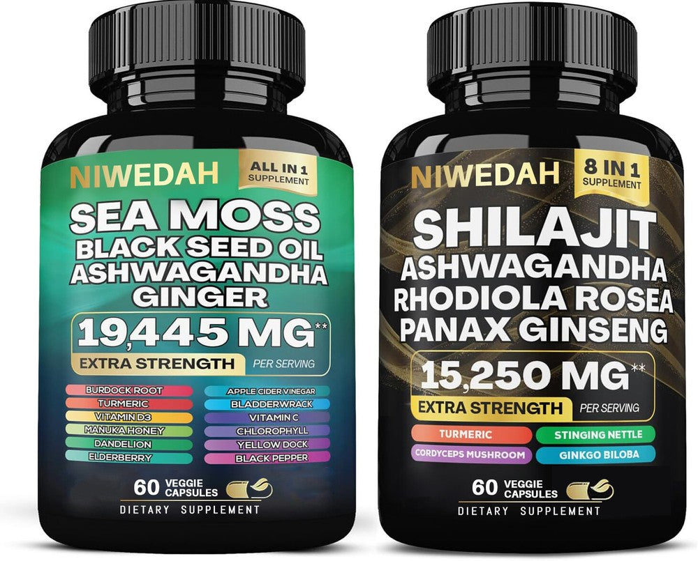 Sea Moss Bundle Black Seed Multivitamin & Shilajit Power Combo