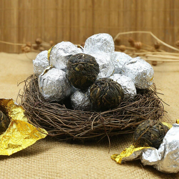 HelloYoung Shen Puer Hand Made Dragon Pearl Yiwu Old Tree Materials Raw Puerh Tuocha