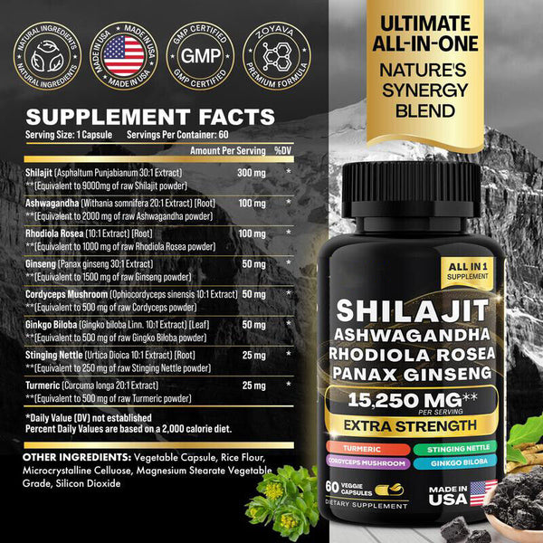 100% Dynamic Vitality Bundle - Sea Moss Multivitamin & Shilajit Power Combo