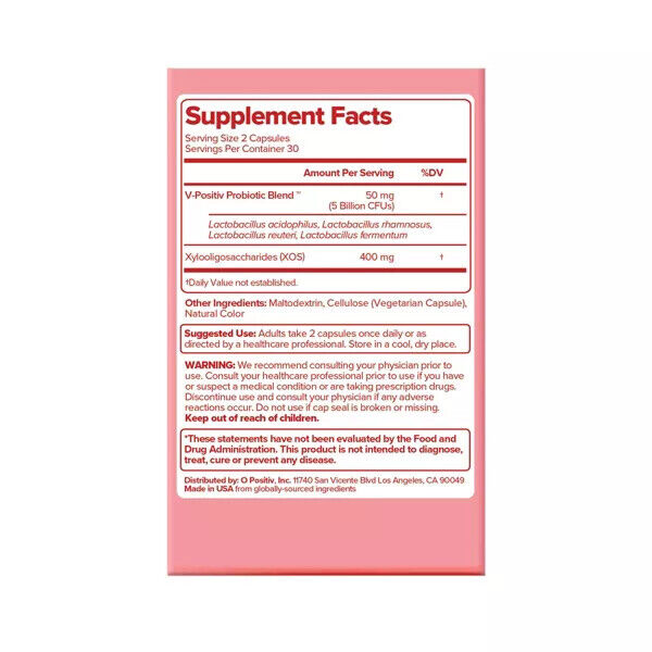O Positiv URO Vaginal Probiotic Vegan Capsules - 60pcs