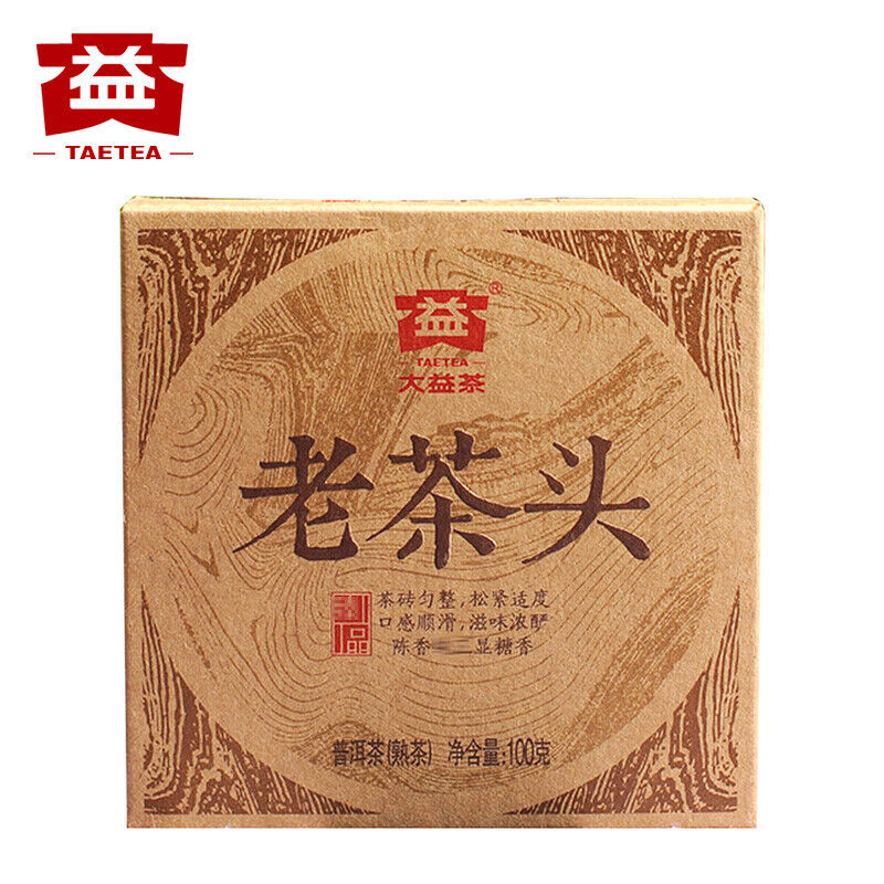 HelloYoung TAETEA Lao Cha Tou * Menghai Dayi Pu-erh Brick Ripe Puer Tea Brick 100g Main image