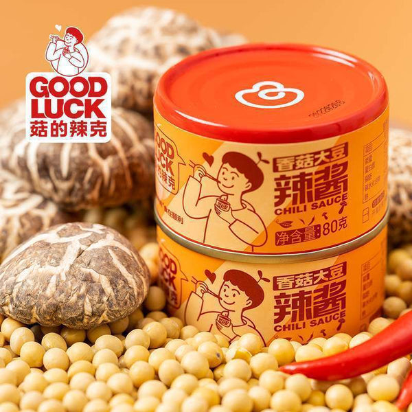GOOD LUCK 菇的辣克 香菇牛肉辣酱80克/罐*3 Mushroom Sauce Spicy Dipping Sauce 80g*3